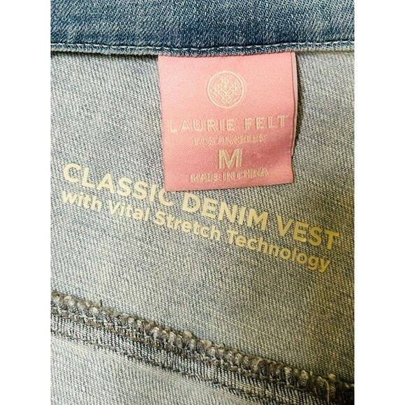 Laurie Felt Women's Button Front Denim Vest Size M Light Sky - Picture 4 of 5